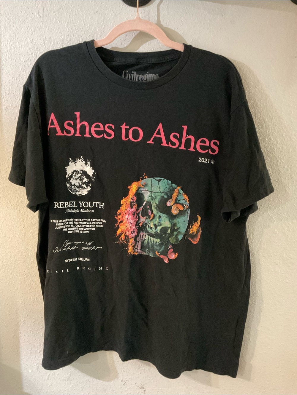 Civil Regime Ashes to Ashes Black Graphic Tee